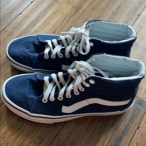 Navy blue old skool high top vans